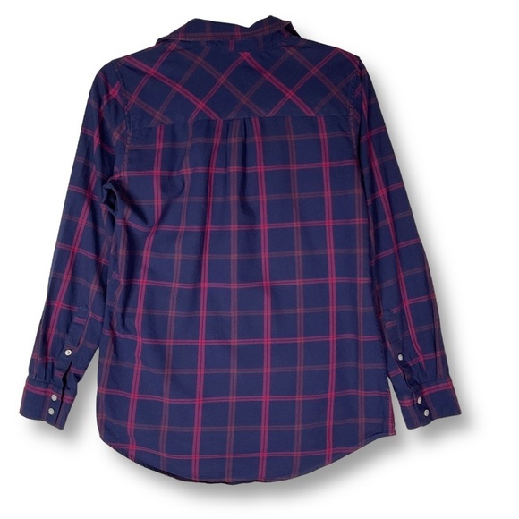 Untuckit Hayden Plaid Shirt Sz 2 Button Up Soft Cotton Blue Red - Picture 7 of 10
